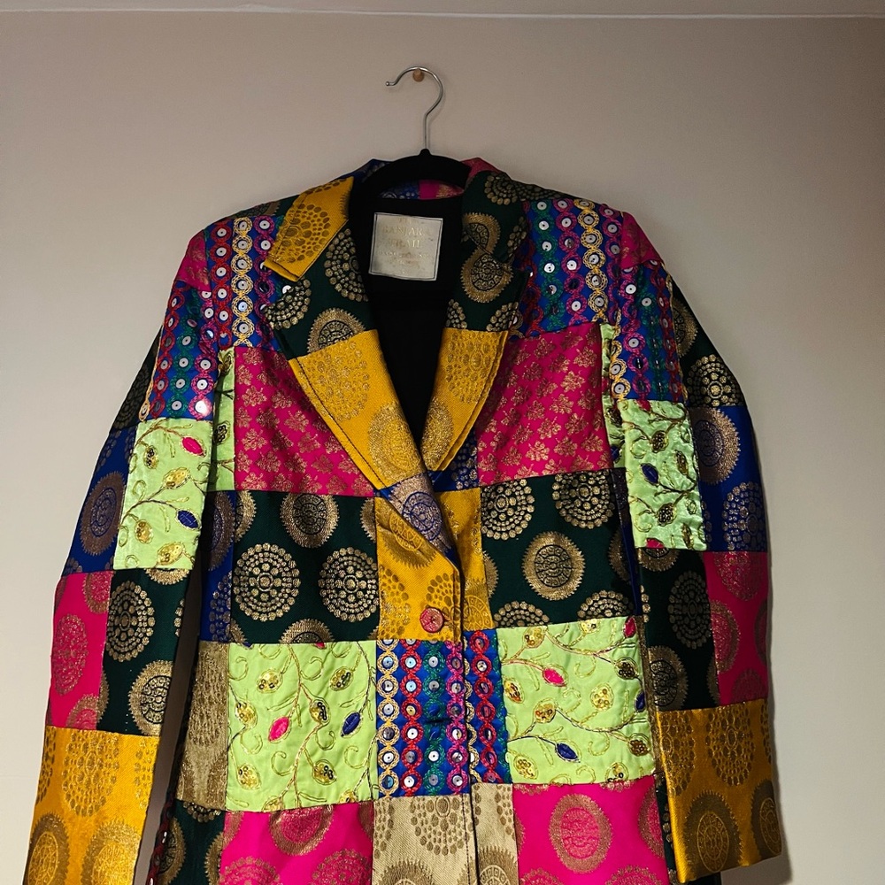 Indo-Western Patchwork Blazer & Skirt Set – Brand New
